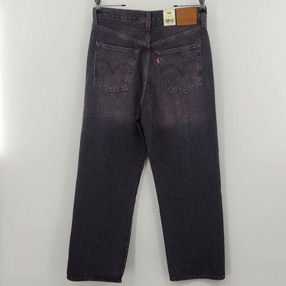Levis Ribcage Straight Ankle Jeans Size 29x27 Purple Black Acid High Waist Chic - Picture 3 of 11